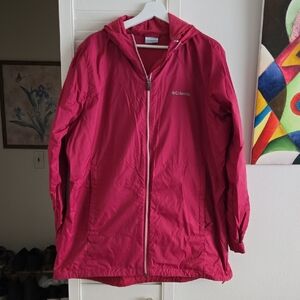 Women's Columbia Ruby Red Hooded Windbreaker Jacket XXL